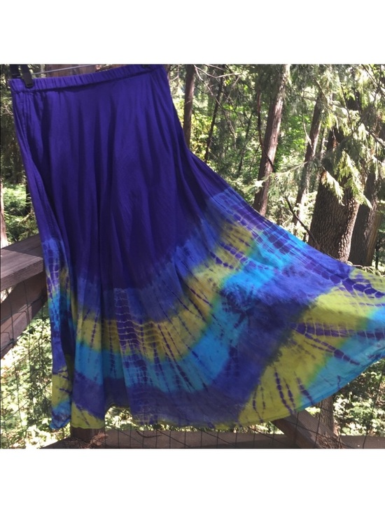 Cato Dresses & Skirts - Cato Purple, Blue & Yellow Tie-Dye Maxi Skirt